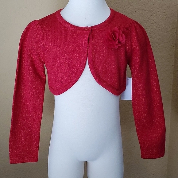 🆕️ WONDERKIDS 2-PIECE Black & Red Holiday Shimmer Bolero Cardigan SIZE: 4T - Picture 1 of 9